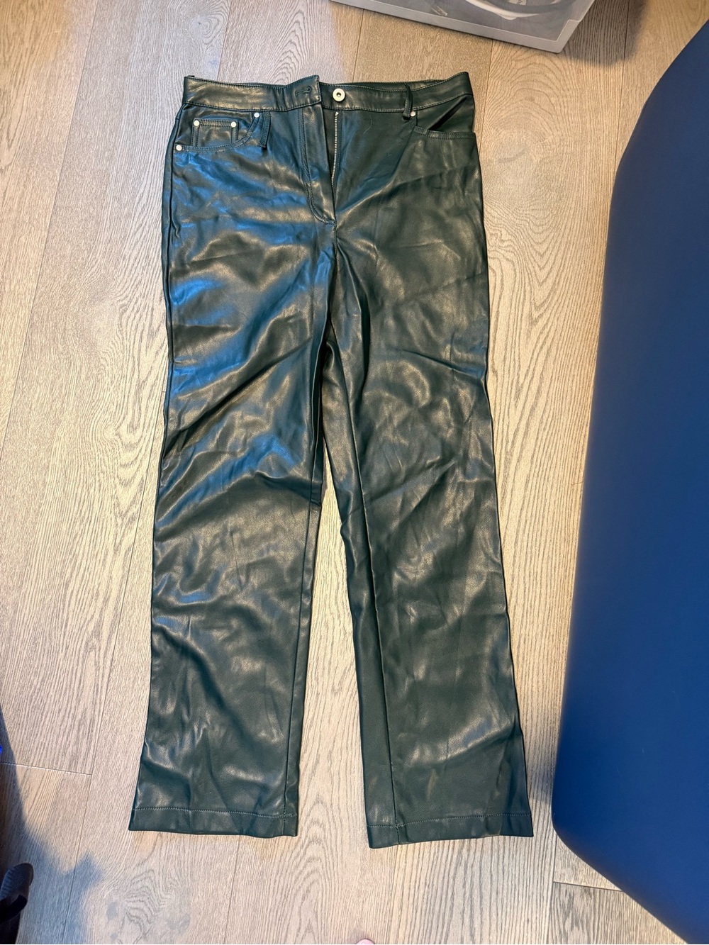 7 For All Mankind Dark Green Faux Leather Pants